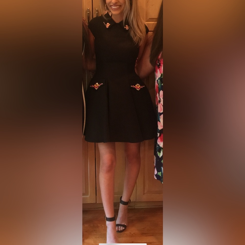 Mac Duggal Black Dress woth collar and pockets
